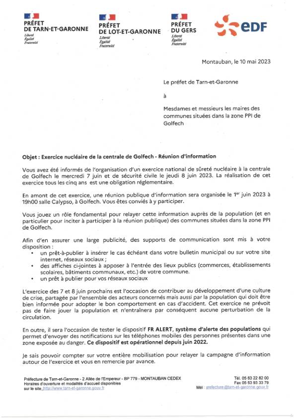 Communication Préfecture Exercice National Sureté Nucléaire 7 et 8 Juin 2023 P2