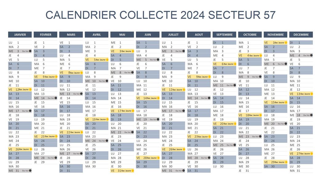 Calendrier collecte OM Secteur 57 24 Bis