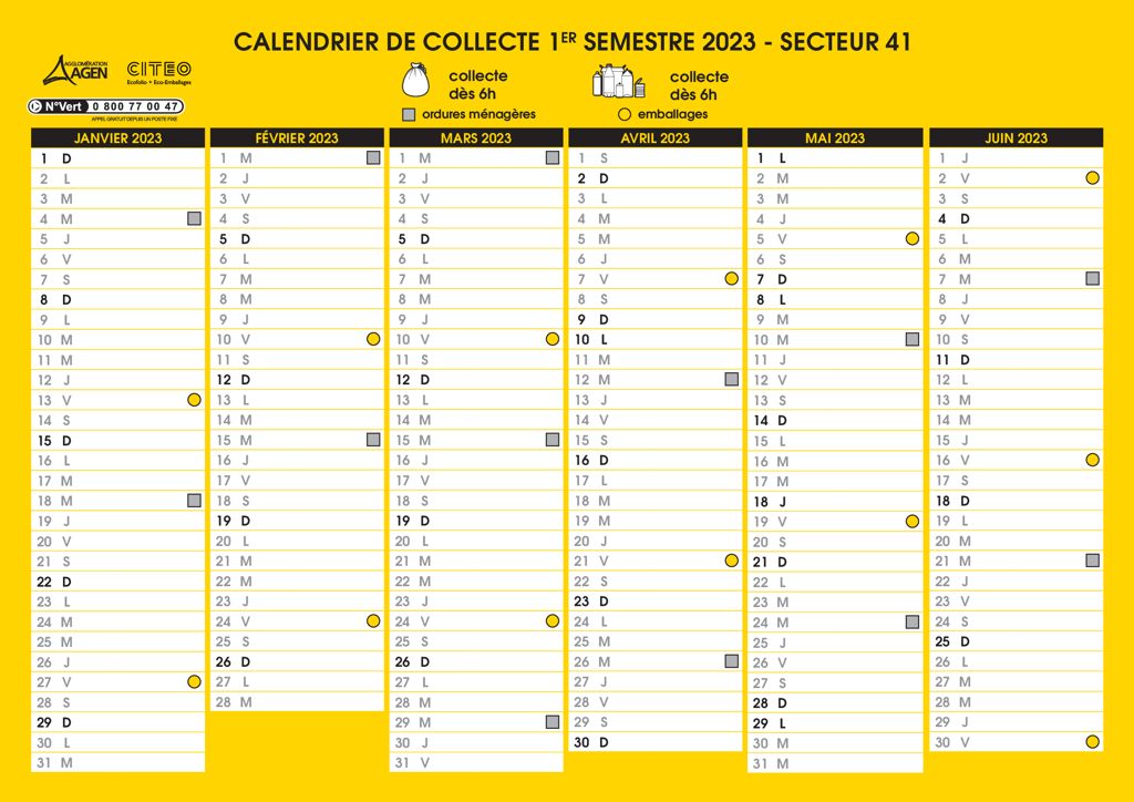 Calendrier collecte OM S1