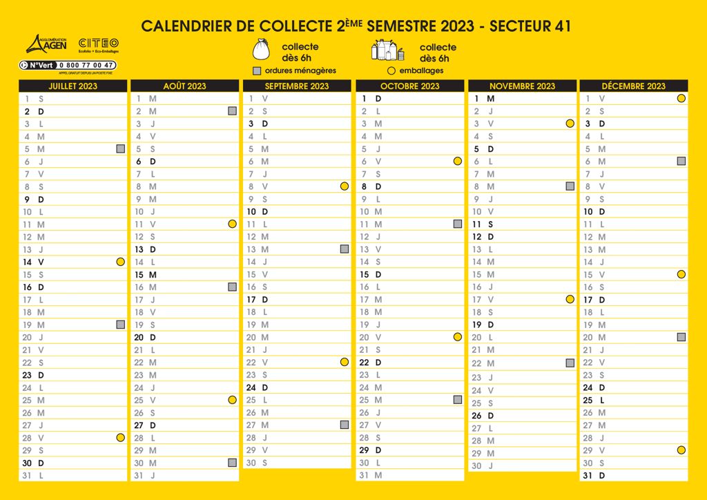 Calendrier collecte OM S2