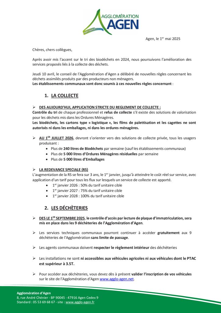 Nouveau règlement Collecte des déchets et Accès à la déchèterie