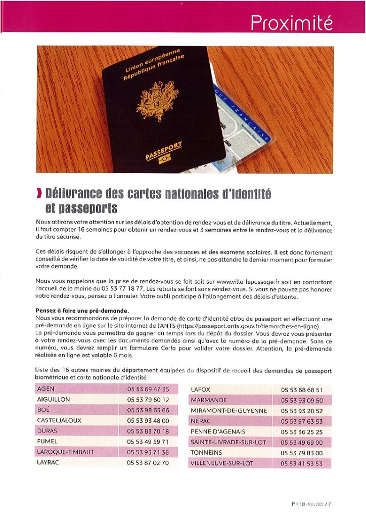 Délivrance CNI et Passeport en Lot-et-Garonne