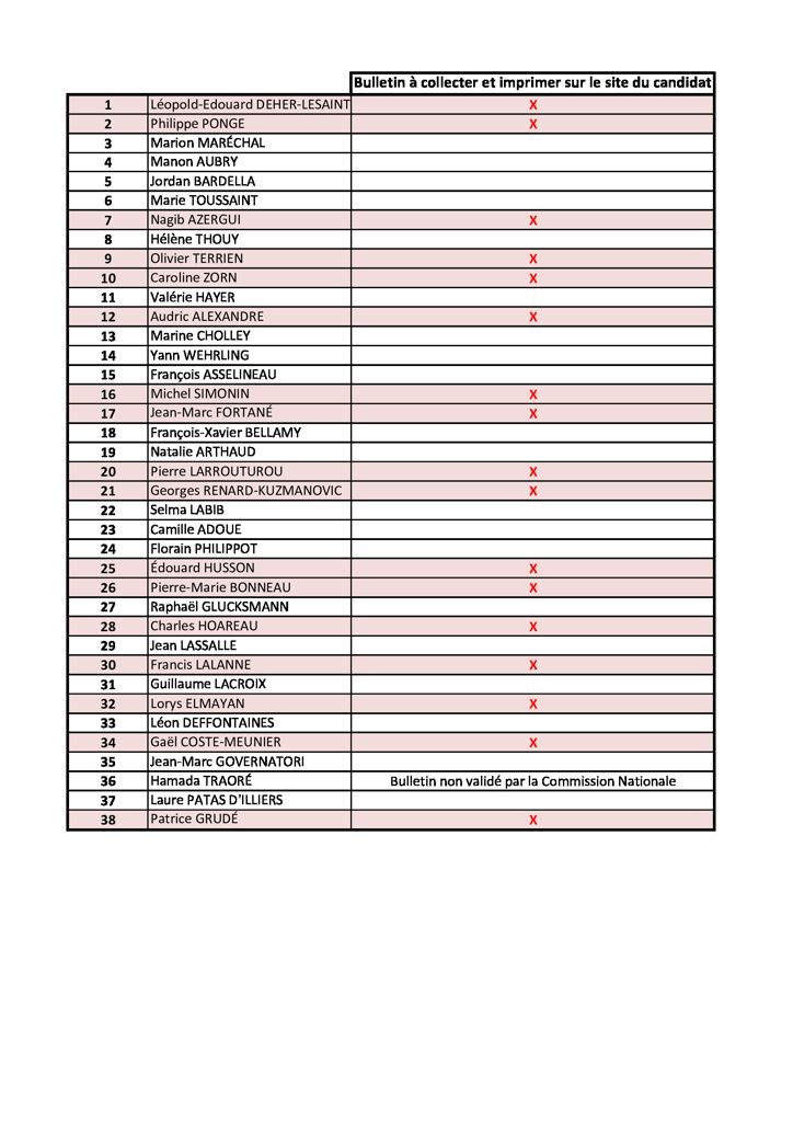 Liste candidats élections européennes 2024