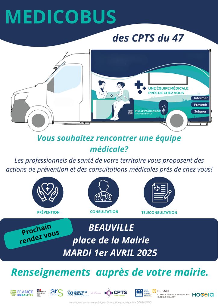 Date de passage du MEDICOBUS à Beauville