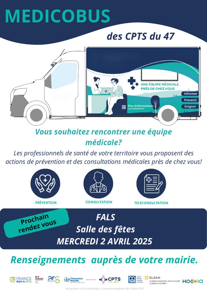 Date de passage du MEDICOBUS à Fals