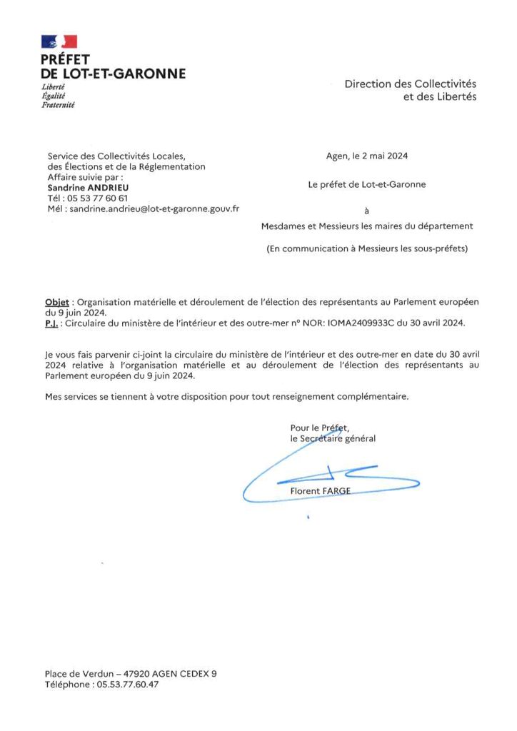 Note aux Maires Elections Européennes 2024