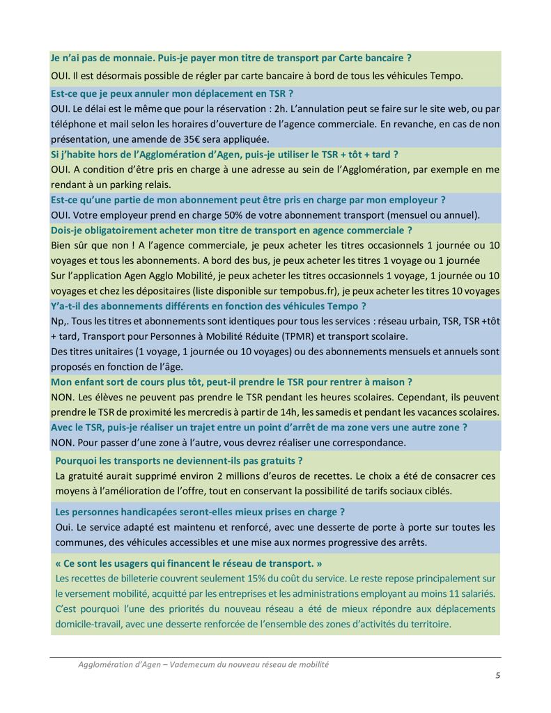 Vademecum Nouveau réseau de mobilité; Tempo Bus Agglo; P5