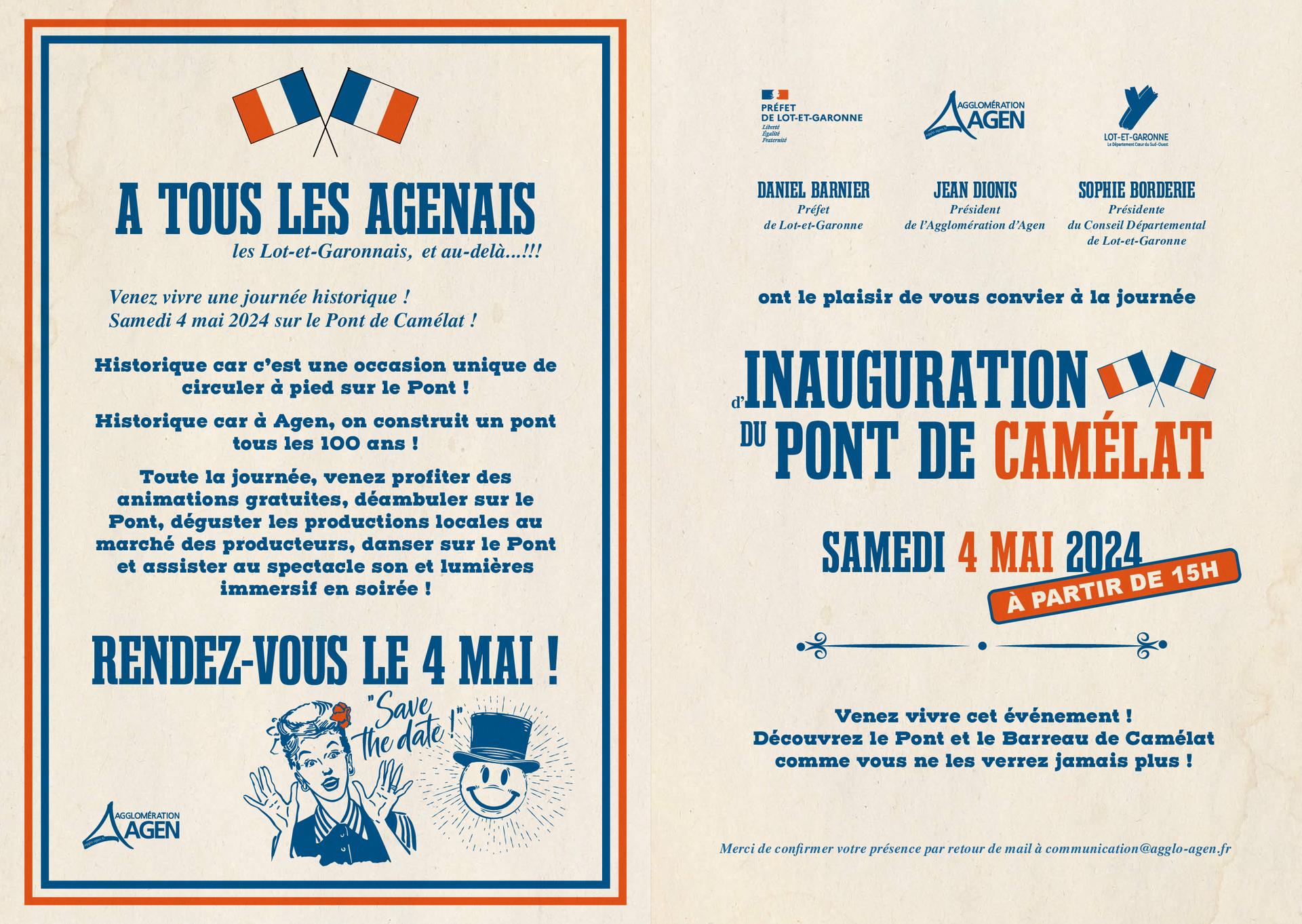 Invitation inauguration Pont de Camélat - Agglomération Agen Invitation inauguration Pont de Camélat