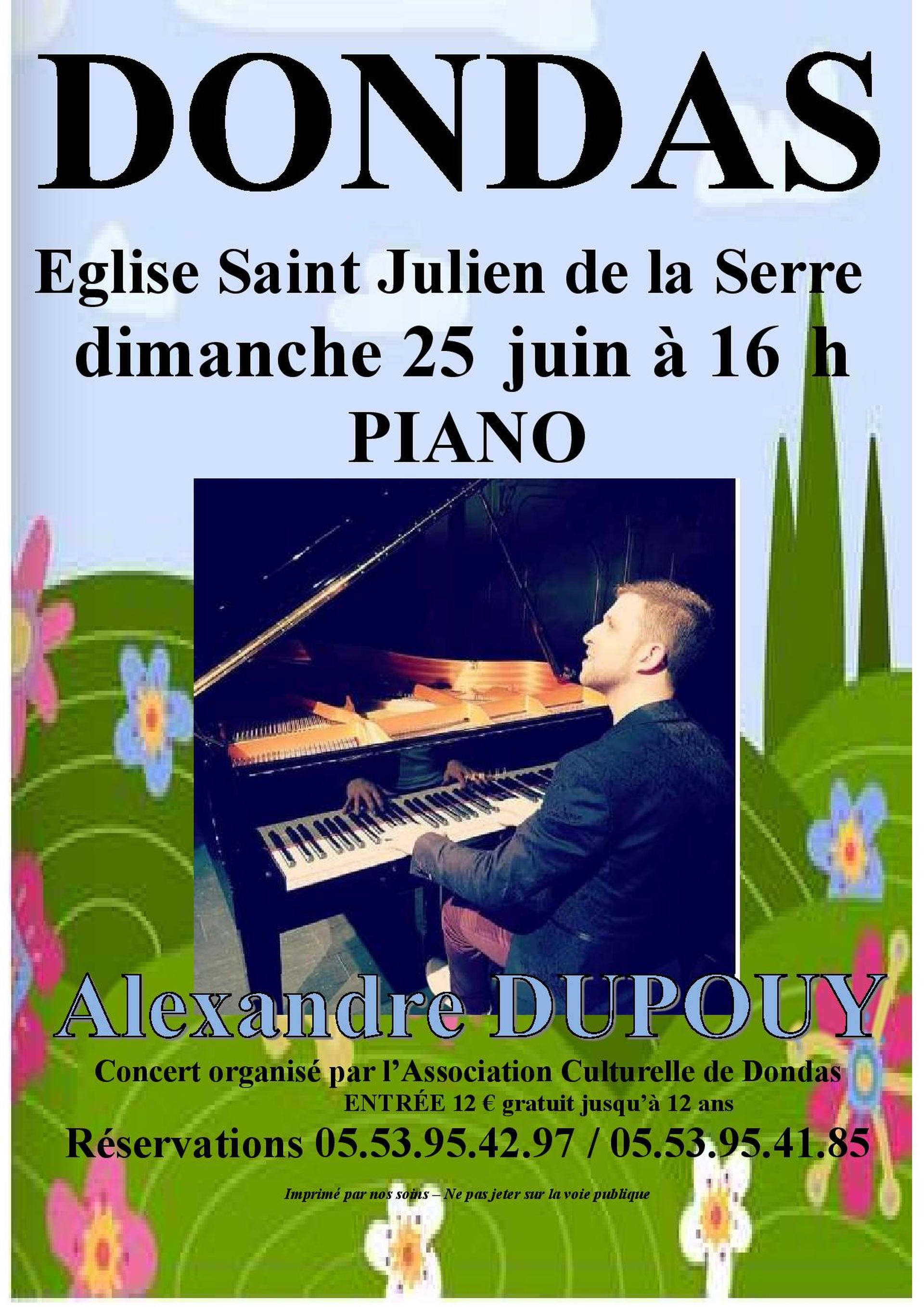Concert piano Alexandre DUPOUY 25 juin 2023 en l'église Saint-Julien, DONDAS - ACD Concert piano Alexandre DUPOUY 25 juin 2023 en l'église Saint-Julien, DONDAS