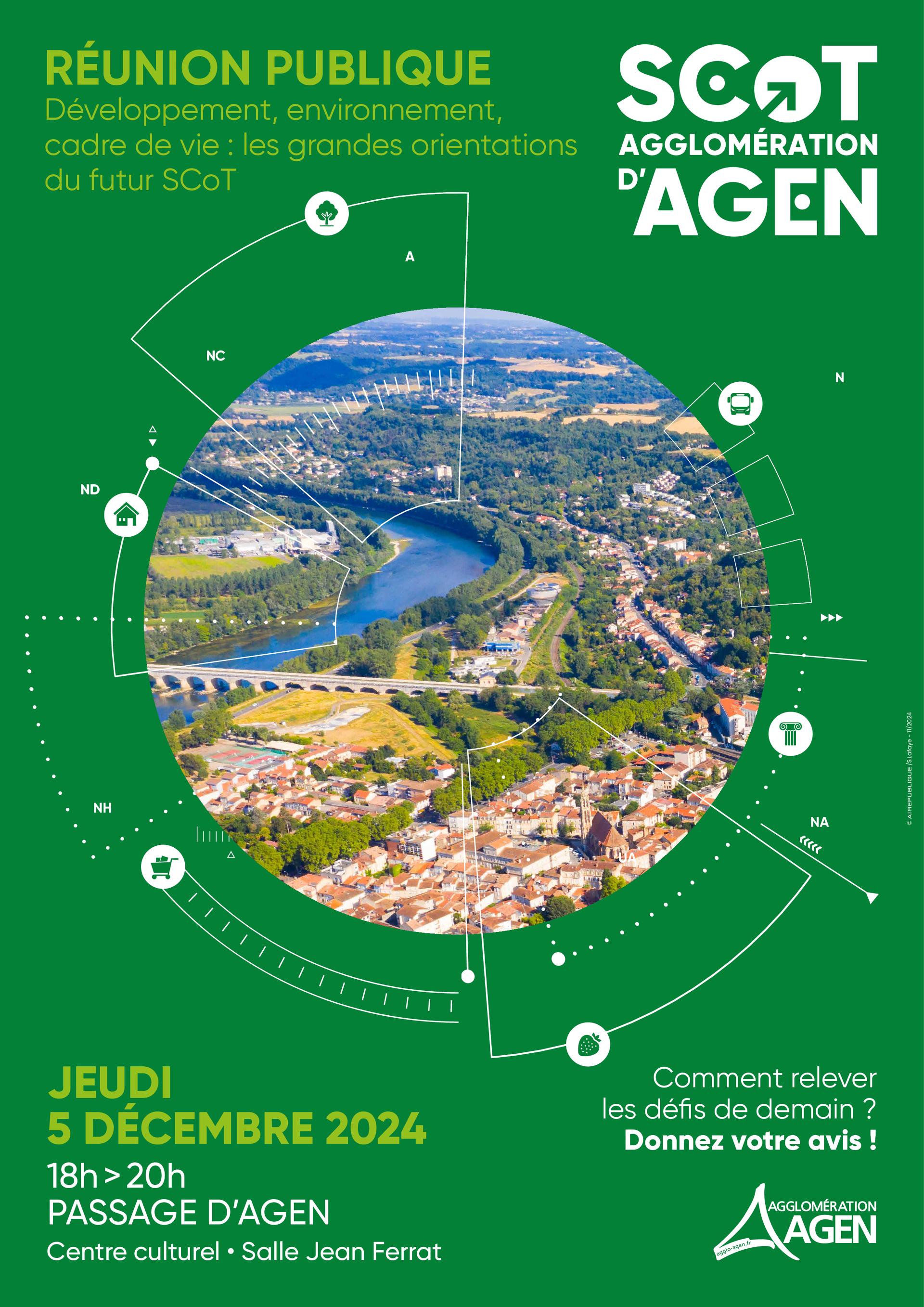 Réunion Publique SCoT Agglomération d'Agen le Jeudi 5 décembre 2024 au Passage d'Agen - Agglomération Agen Réunion Publique SCoT Agglomération d'Agen le Jeudi 5 décembre 2024 au Passage d'Agen