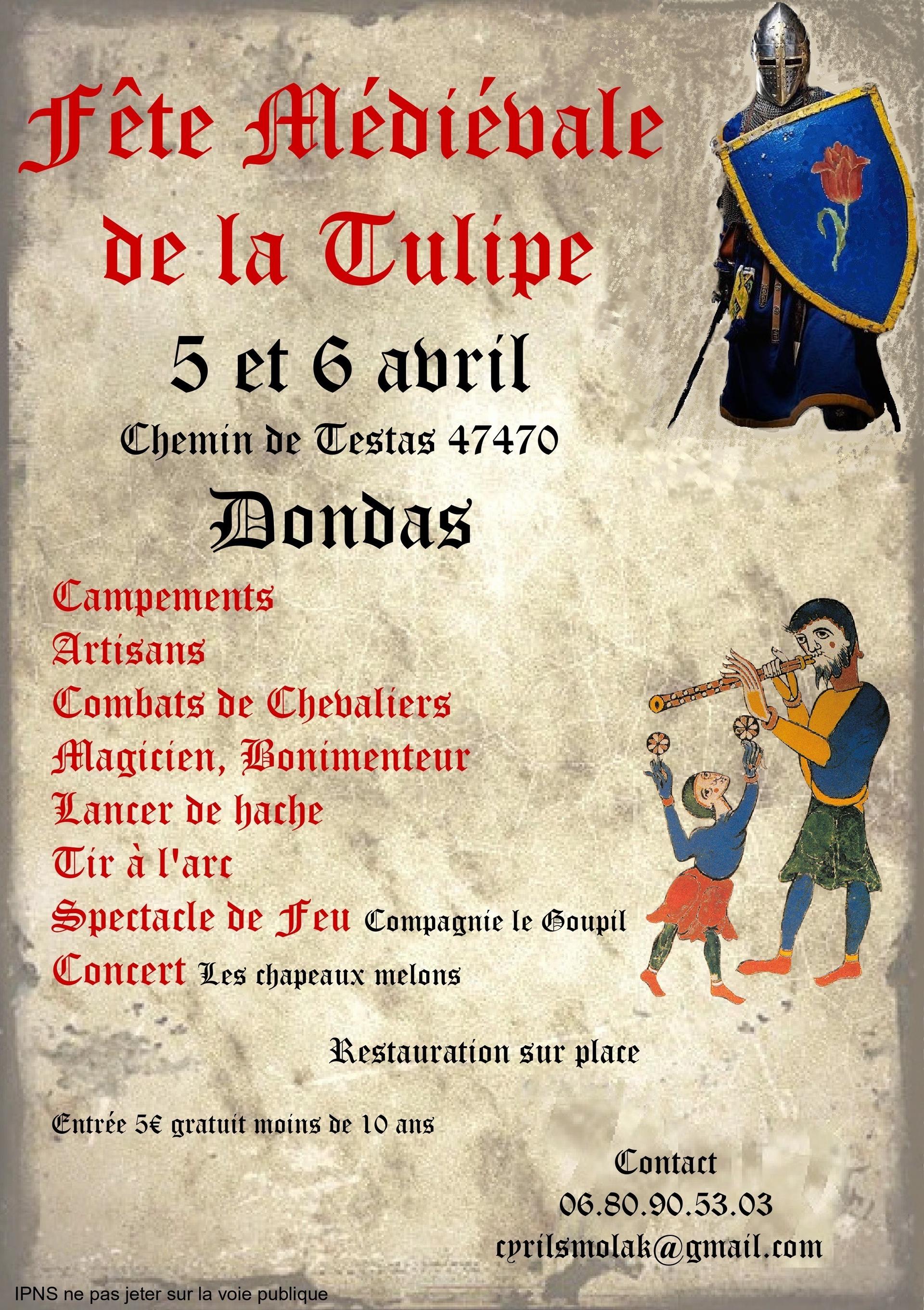 Fête Médiévale de la Tulipe à Dondas les 5 et 6 avril 2025