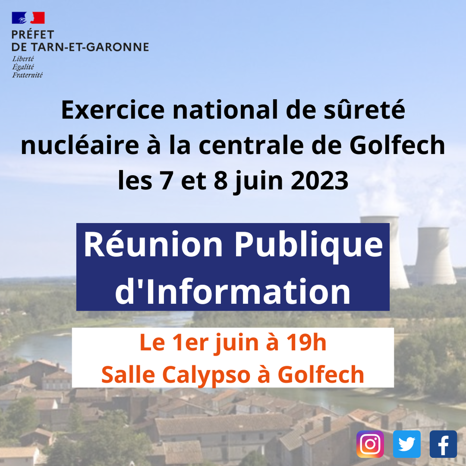 Exercice National de Sureté Centrale Nucléaire de GOLFECH Réunion Publique d'Information 1/6/23